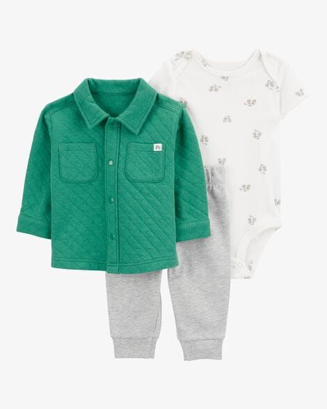Original Carter's Boys Quilted Little Cardigan 3-Piece Set
