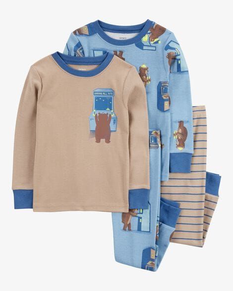 Original Carter's Boys 4-Piece Bear Gamer Snug Fit Cotton Pajama