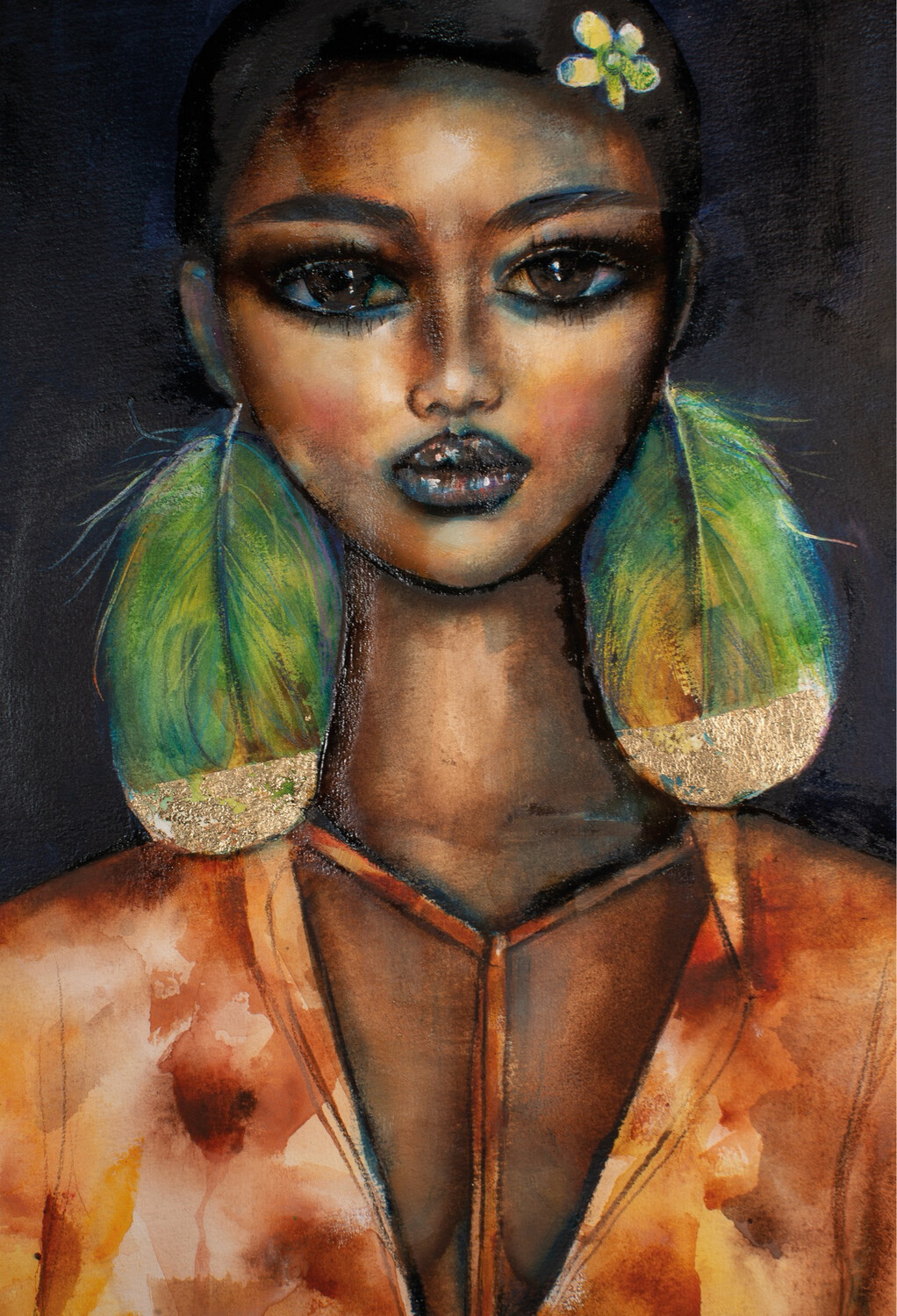 Girl With Green Feathers