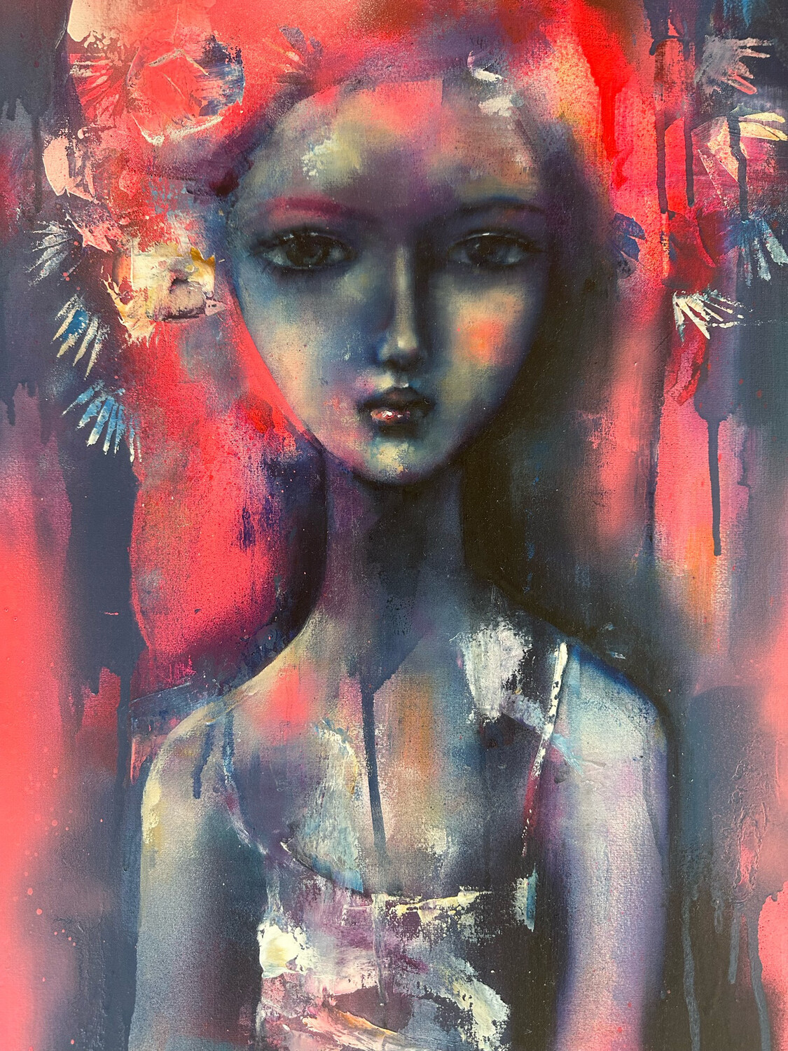 Girl In The Flowers Original Painting