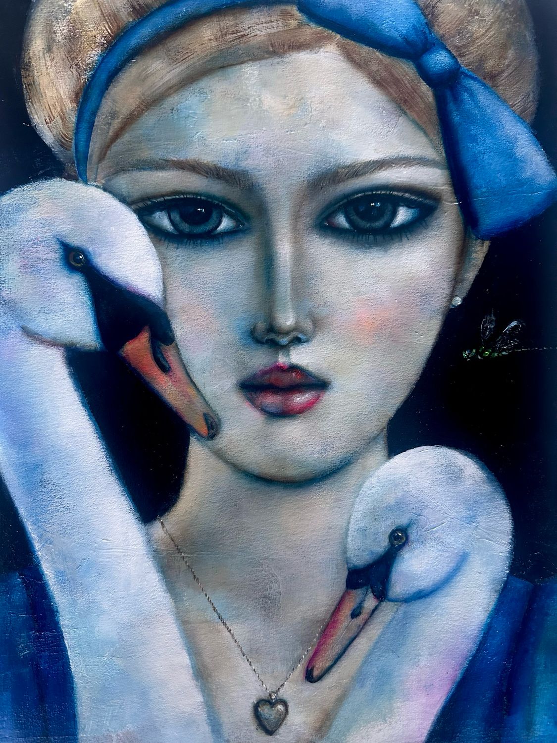 Girl with Swans original painting