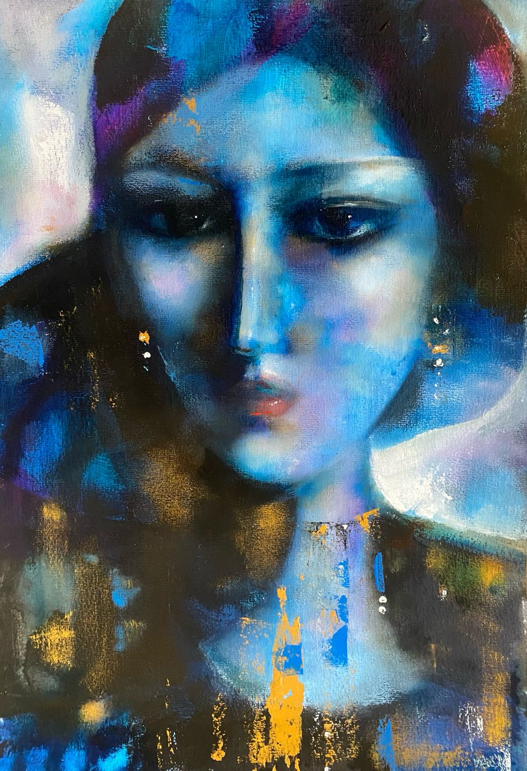 Girl in a Gold Pashmina Original Painting