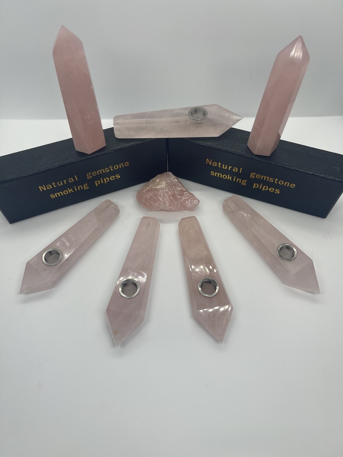 Heartfelt Healing: Rose Quartz Natural Gemstone Pipe for Love and Inner Peace