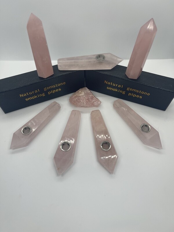 Heartfelt Healing: Rose Quartz Natural Gemstone Pipe for Love and Inner Peace