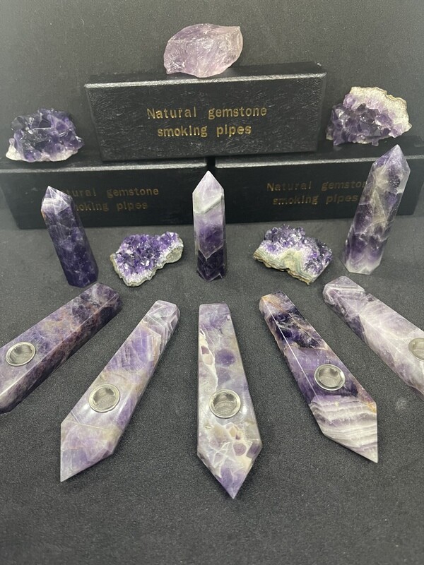 Restorative Peace: Amethyst Natural Gemstone Pipe for Deep Relaxation and Healing