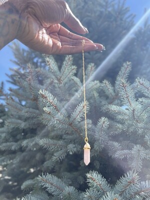 Polished Double-Terminated Rose Quartz Healing Necklace with Harmonizing Energy (20 inches)
