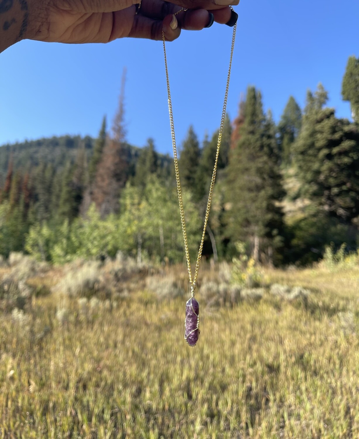 Polished Double-Terminated Amethyst Healing Necklace for Clarity and Calm (16 inches)