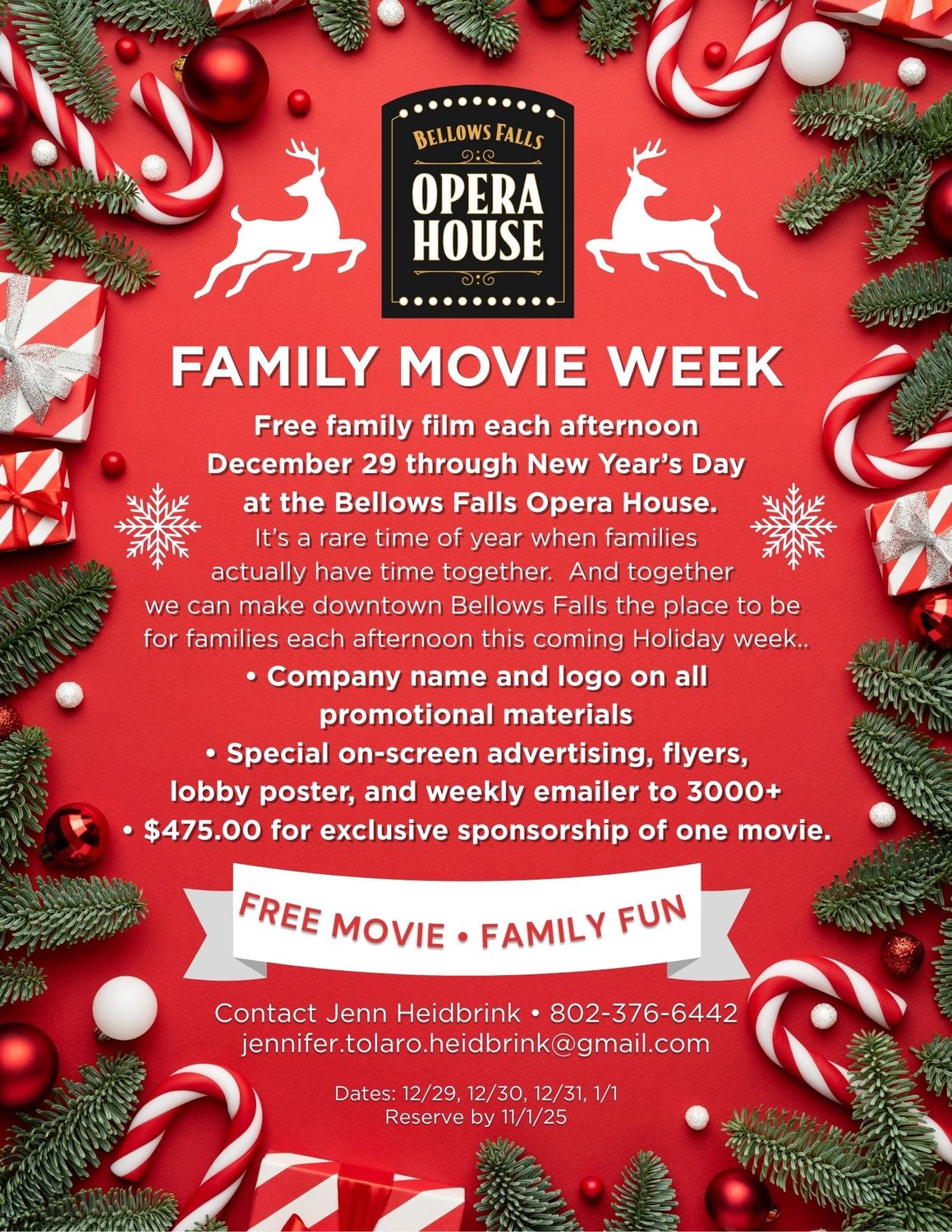 FAMILY MOVIE WEEK SPONSORSHIP