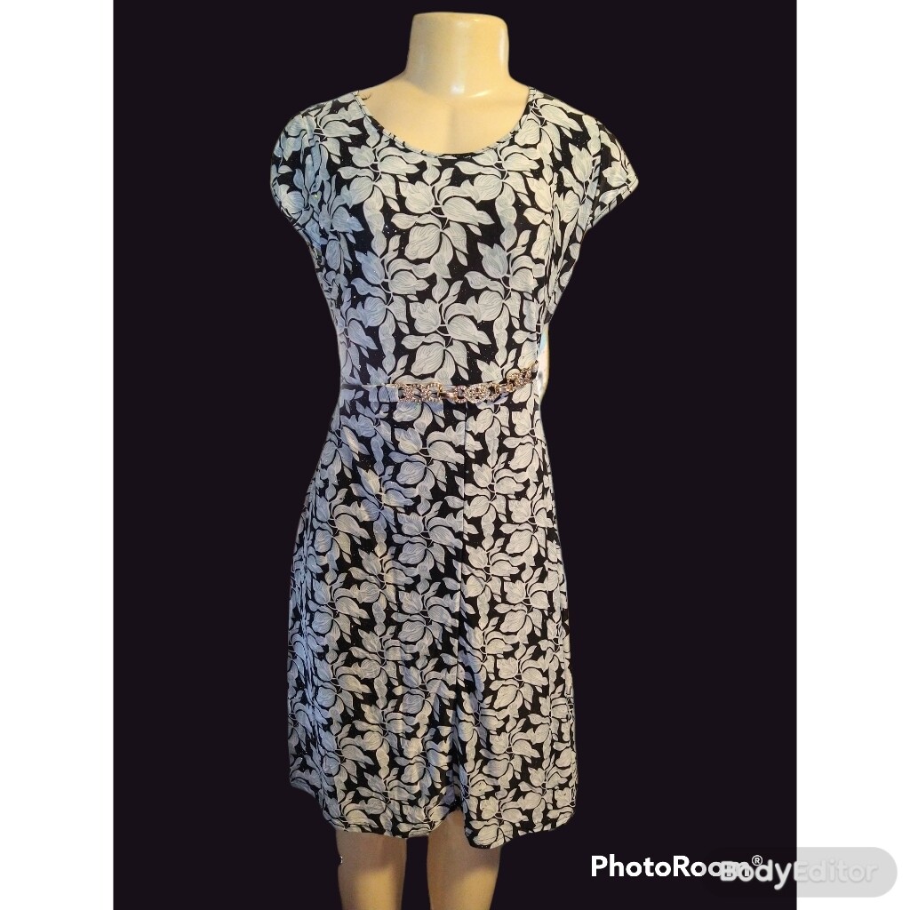 Light blue and black dress with bling
