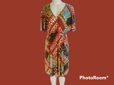 Casa Lee mult patterned dress
