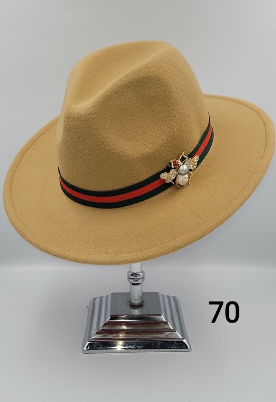 Slicklidz Tan Bumblebee Red Bottom Fedora Hat