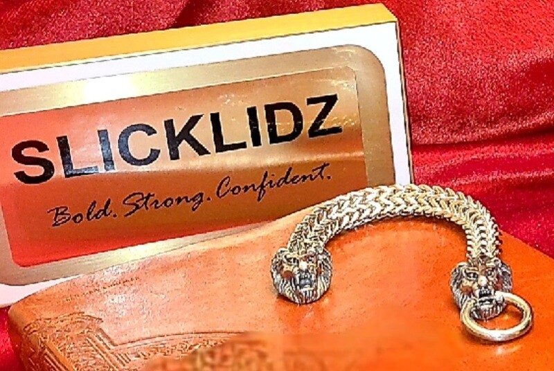 Slickjewelz Lion Stainless Steel Silver Heavy Bracelet 8.9 inches