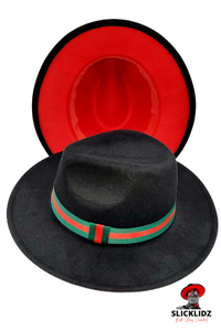 Slicklidz Black Red Bottom Fedora with Red and Green band