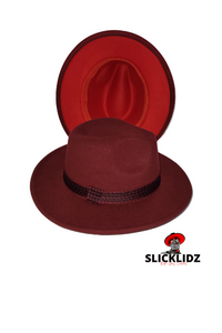 Slicklidz Burgundy with Burgundy band Fedora