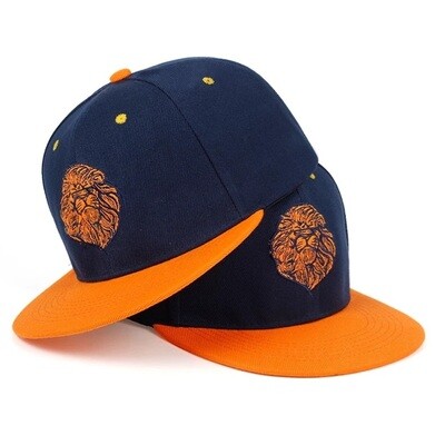 Slicklidz Navy Blue Adjustable Trucker with Orange Lion