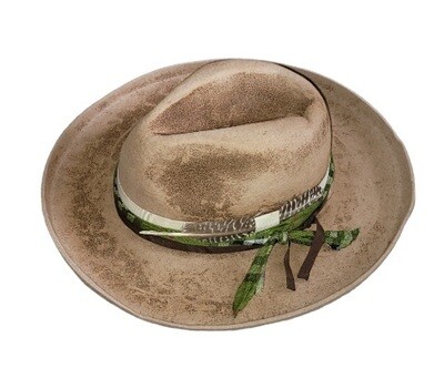 Slicklidz Burned Cream Fedora with green and brown band