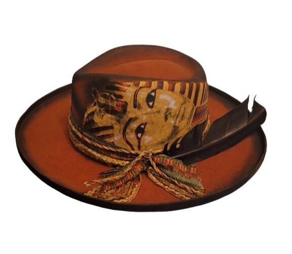 Slicklidz Custom Burnt Orange &quot;Sabaka&quot; Fedora with black feather