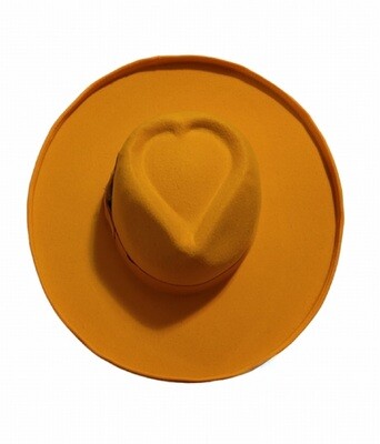 Slicklidz Mustard Fedora Hat with sweetheart top with Mustard band