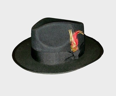 Slicklidz Black Fedora with black band &amp; Feathers.