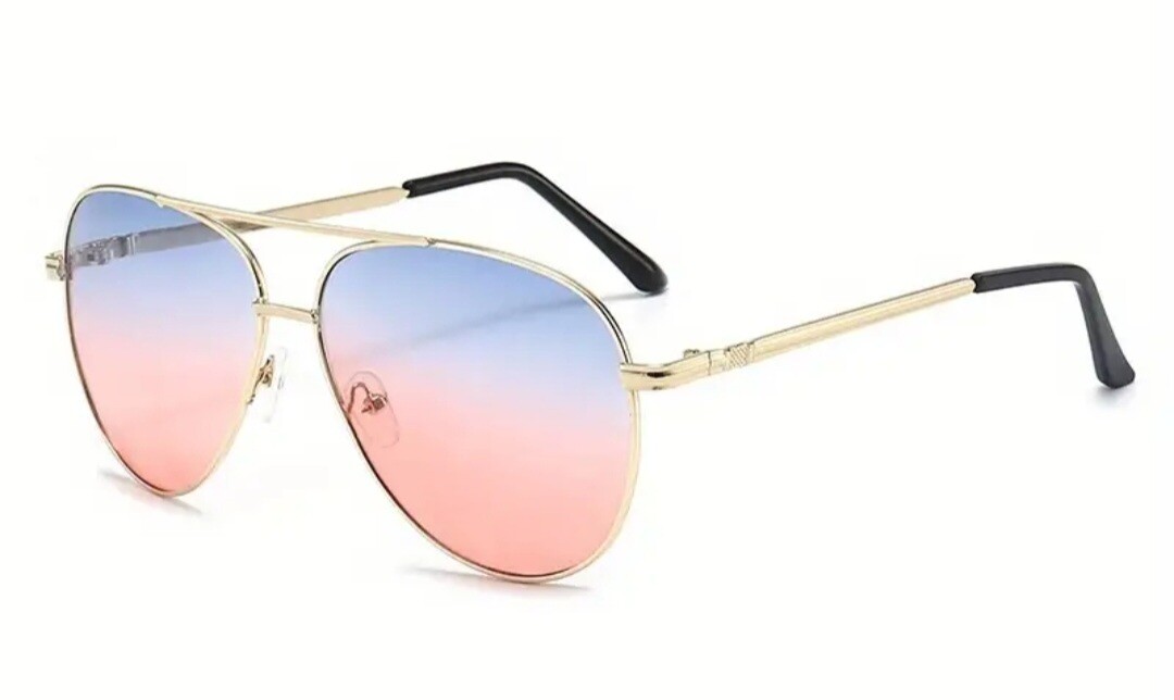 Slicklidz Aviator Faded-Tint Sunglasses Blue/Pink with Gold frames