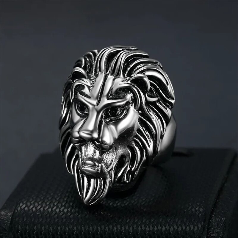 Slicklidz Silver Stainless Steel Lion Ring Size 11