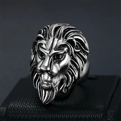 Slicklidz Silver Stainless Steel Lion Ring Size 11