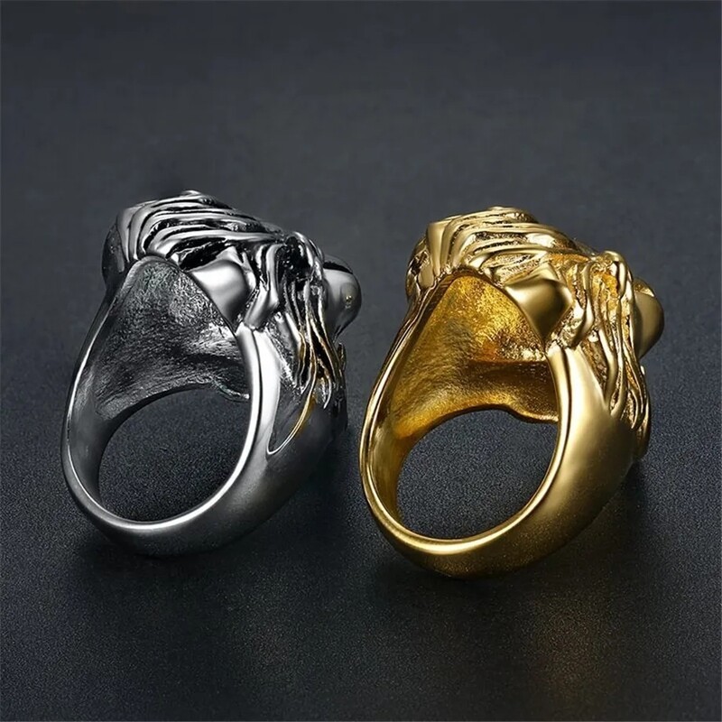 Slicklidz Silver Stainless Steel Lion Ring Size 11