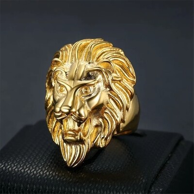 Slicklidz Gold Stainless Steel Lion Ring Size 11