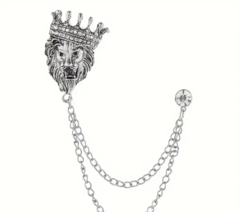 Slickjewelz Lion Head Brooch Lapel pin for men or women-Silver