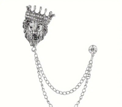 Slickjewelz Lion Head Brooch Lapel pin for men or women-Silver