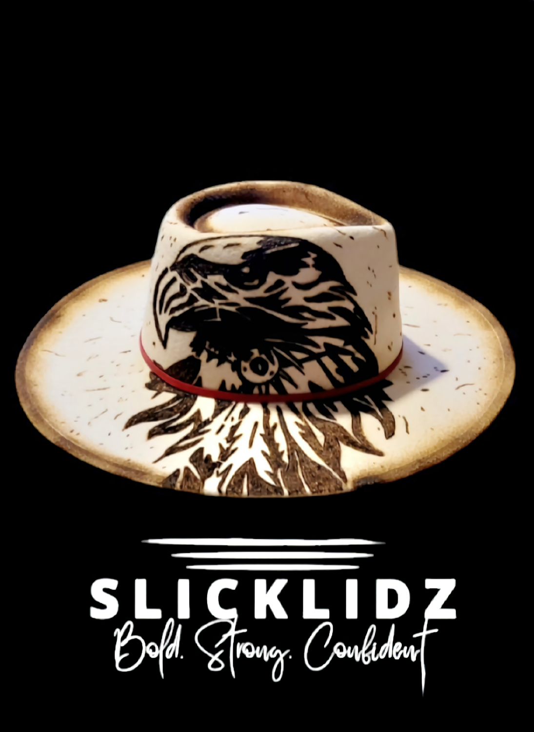 Slicklidz Custom Burned Eagle fedora