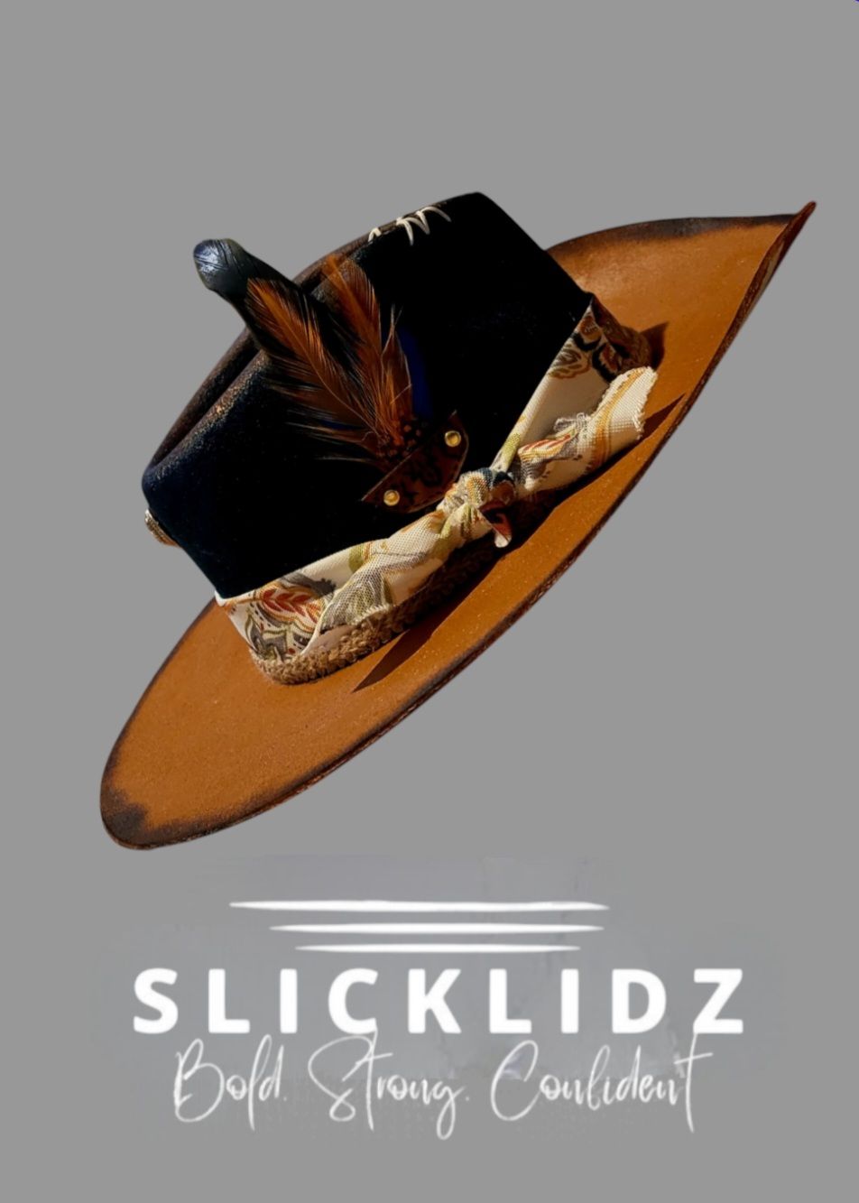 Slicklidz Custom Navy blue and Cognac fedora