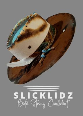 Slicklidz Custom One-of-a-kind Fedora Turquoise &amp; Brown