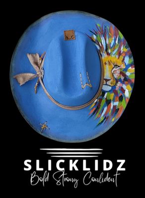 Slicklidz Custom Hand Painted Lion Cowboy/cowgirl hat from the Slicklidz &quot;Lion Line&quot;