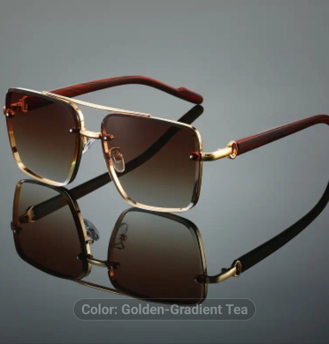 Slicklidz Sunglasses Gold and Wooden frames with Brown tint