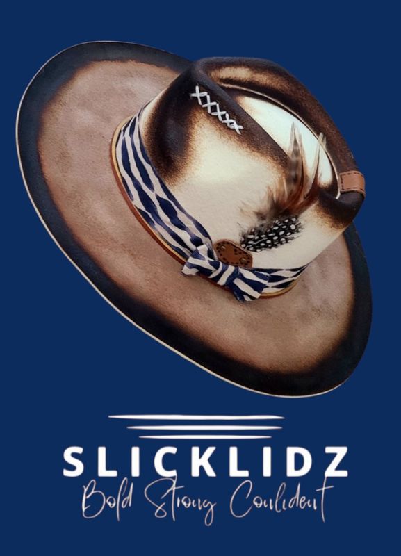 Slicklidz Custom Cream &amp; Marine Blue Fedora
