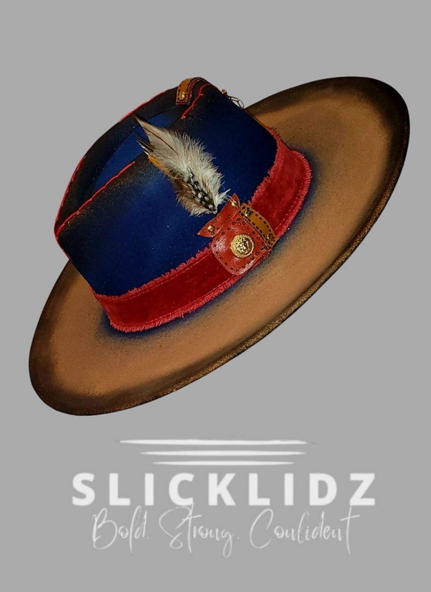 Slicklidz Custom Navy Blue/Brown fedora