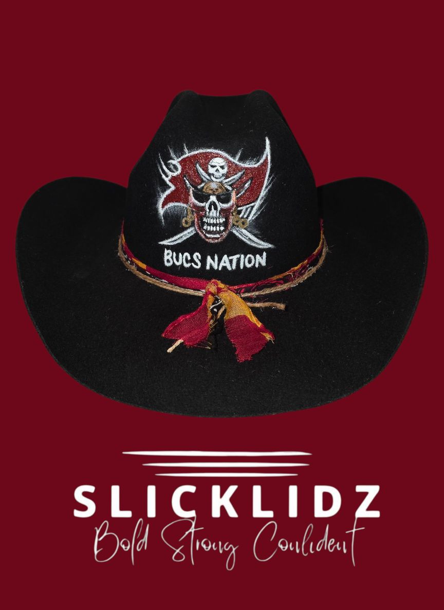 Slicklidz Custom Hand Painted NFL &quot;Tampa Bay Buccaneers&quot; Cowboy or Cowgirl hat