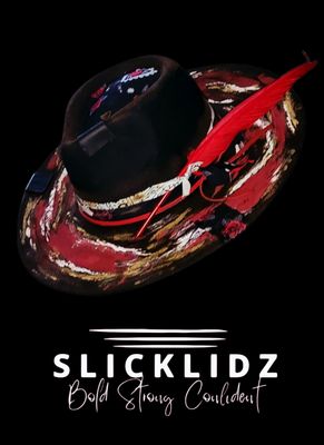 Slicklidz Custom Hand-Painted Black/Red Fedora