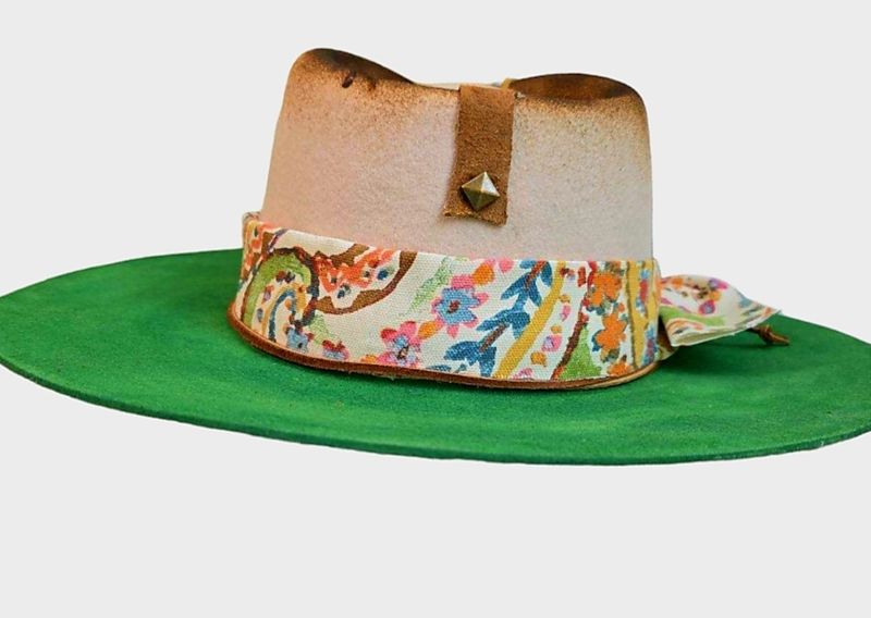 Slicklidz Custom Cream &amp; Green fedora