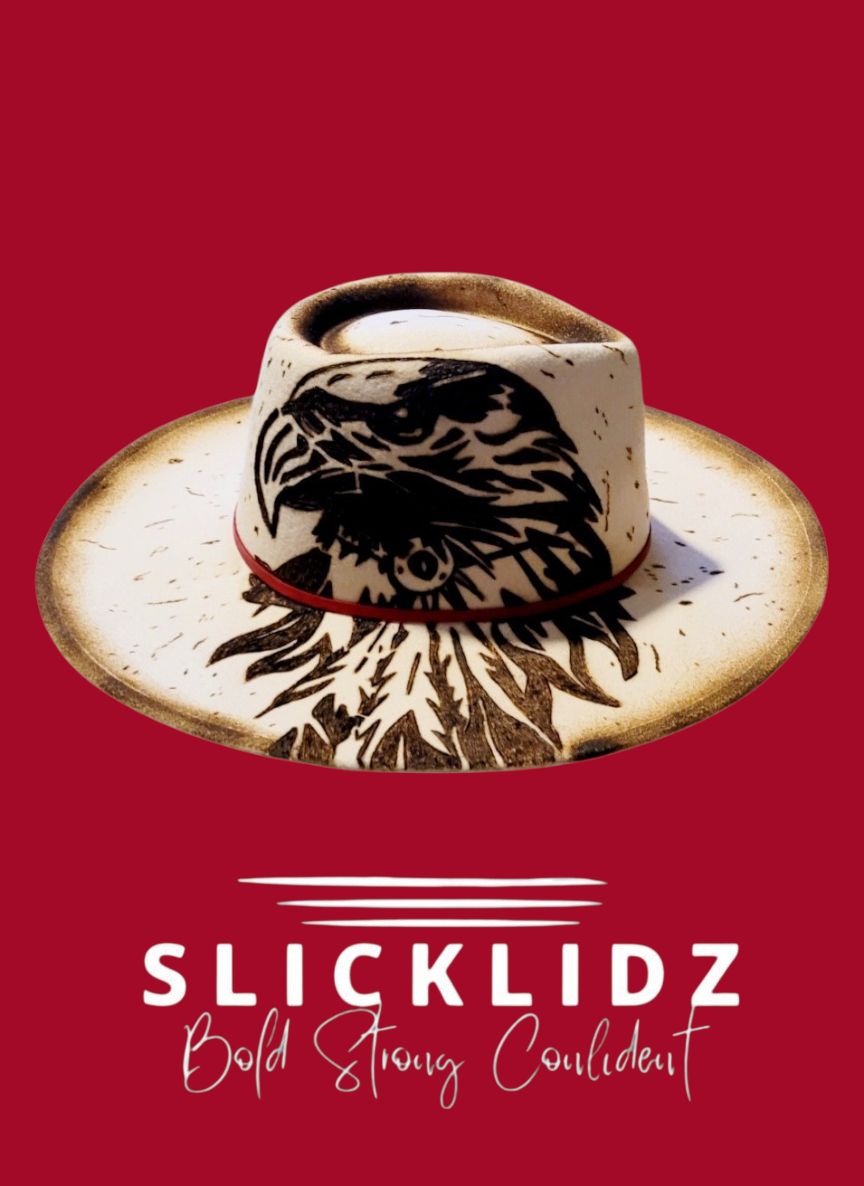 Slicklidz Custom Burned Eagle fedora