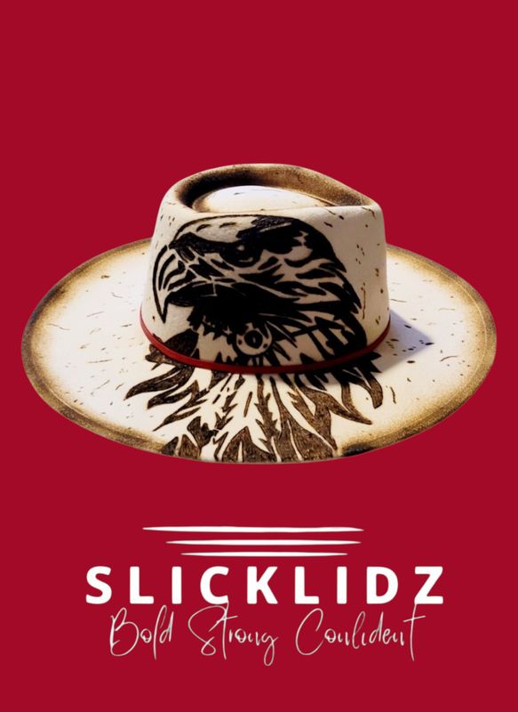 Slicklidz Custom Burned Eagle fedora