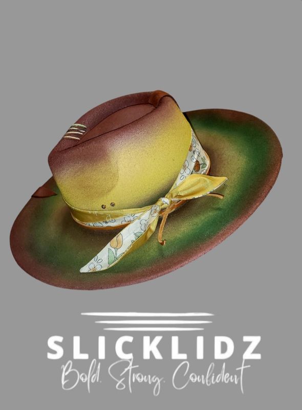Slicklidz Custom Brown, Green and Mustard fedora