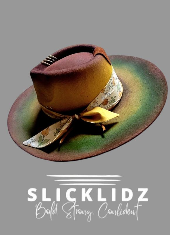 Slicklidz Custom Brown, Green and Mustard fedora