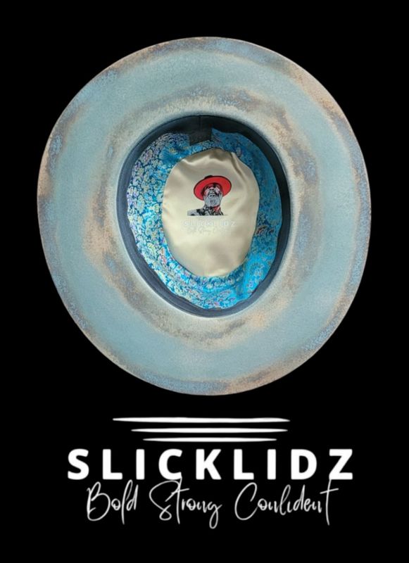 Slicklidz Custom cream and blue fedora