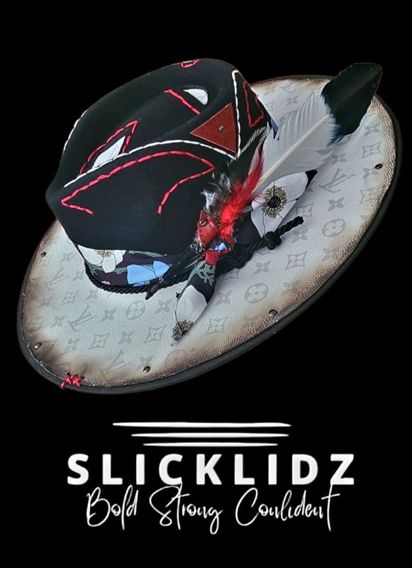 Slicklidz Custom Black fedora with hand stitching