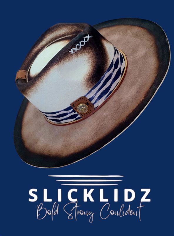Slicklidz Custom Cream with Blue Band Fedora