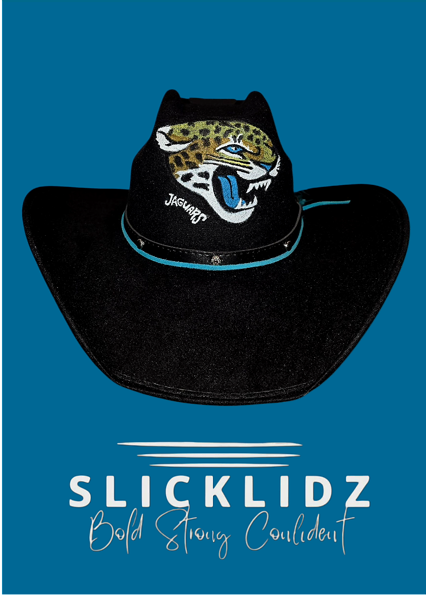 Slicklidz Custom Hand Painted NFL Jacksonville Jaguars Fan  Cowboy/ Cowgirl Hat