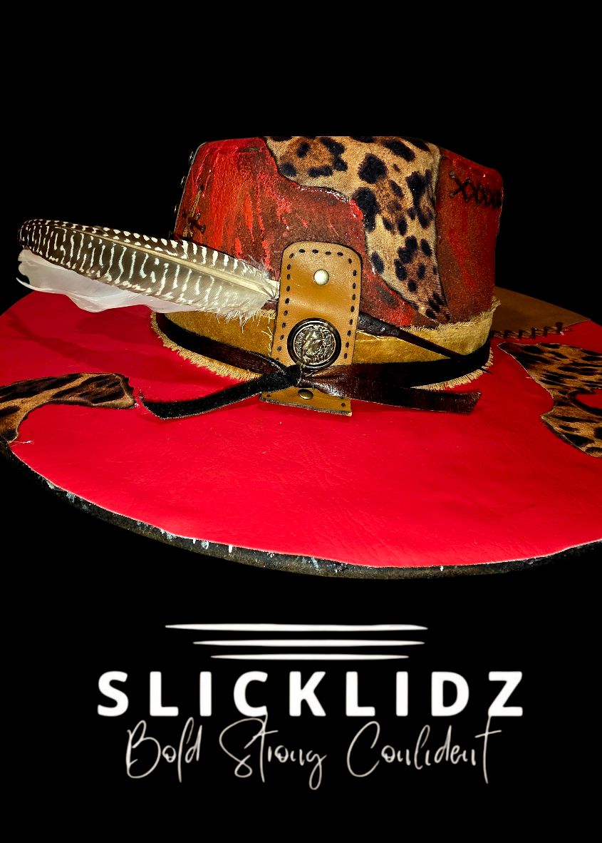 Slicklidz Custom  Red Leopard Fedora