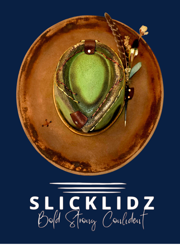 Slicklidz Custom Burned Green Fedora "The Vanguard"